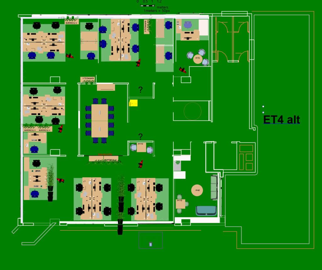 Vue 2D aménagement de bureaux